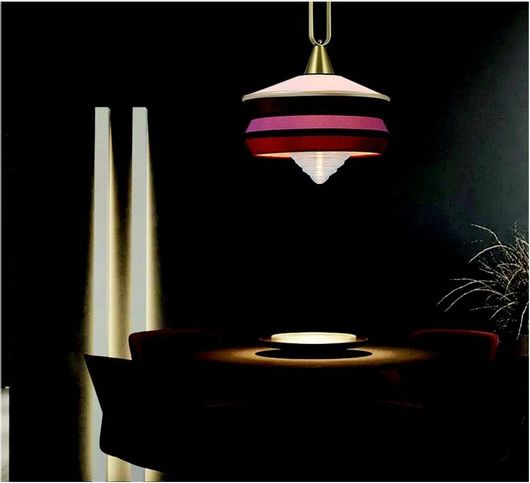 Κρεμαστό Φωτιστικό Οροφής Νεοκλασικό Αμπαζούρ Καφέ / Κόκκινο / Ροζ 38cm 8629053