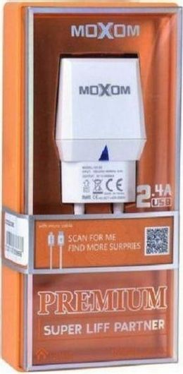 Φορτιστής Moxom Kh-33 με Θύρα Usb-A & Καλώδιο Usb-C Λευκό