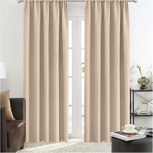 Κουρτίνα Lino Emb Basko με Τρέσα Taupe 150x240
