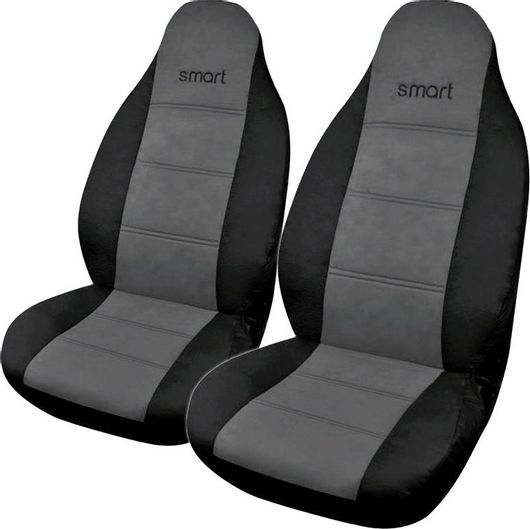 Καλύμματα Καθισμάτων Αυτοκινήτου για Smart Σετ 2τμχ Μαύρο / Γκρι