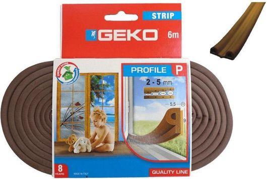 Αεροστόπ Λάστιχο Πόρτας Geko Τύπου Ρ Καφέ 6m x 0.9cm