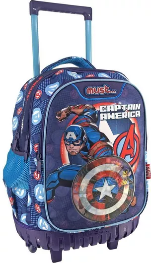 Σχολική Τσάντα Τρόλεΐ Δημοτικού Must Captain America Μπλε