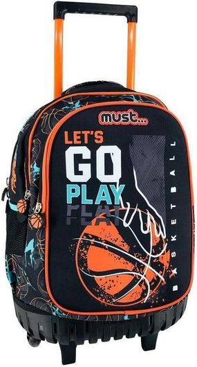 Σχολική Τσάντα Τρόλεΐ Δημοτικού Must Basketball Lets Go Play Πολύχρωμο
