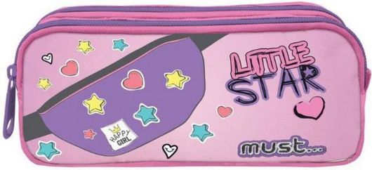Must Little Star Κασετίνα Βαρελάκι με 2 Θήκες Ροζ 1τμχ