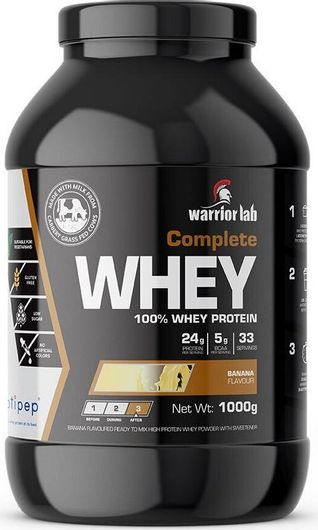Warrior Lab Complete Whey Πρωτεΐνη Ορού Γάλακτος Χωρίς Γλουτένη με Γεύση Μπανάνα 1kg