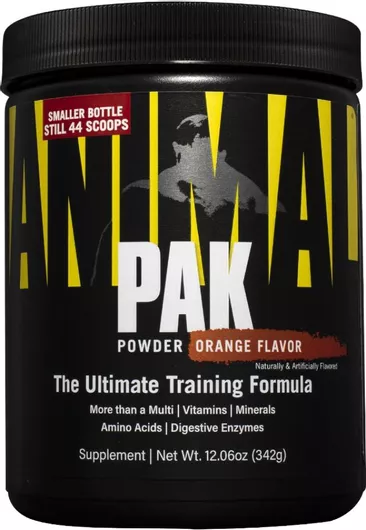 Universal Nutrition Animal PAK Powder Πολυβιταμίνη για Ενέργεια, Ενίσχυση του Ανοσοποιητικού & την Υγεία των Οστών Πορτοκάλι 342gr