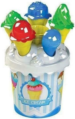 Κουβαδάκι Παραλίας Σετ Παιχνίδια Dema Κουβαδάκι με Παγωτά 11τμχ Φ17cm Γαλάζιο