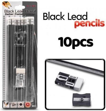 Μολύβια Σετ 14τμχ 2B με Ξύστρα & Γόμα Μαύρα