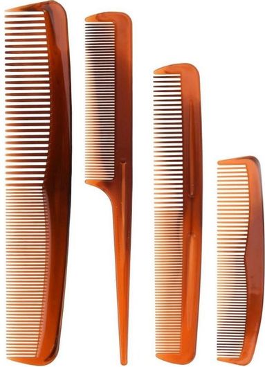 Χτένες Μαλλιών Σετ 4τμχ Καφέ