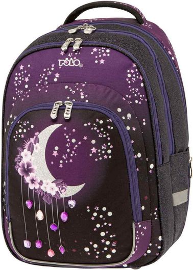 Σχολική Τσάντα Πλάτης Δημοτικού Polo Elite Moon Μοβ / Μαύρο