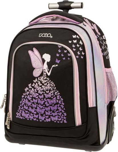 Σχολική Τσάντα Τρόλεϊ Δημοτικού Polo Butterfly Dress Μαύρο / Ροζ