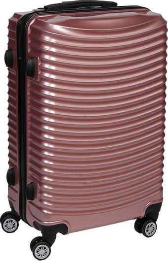 Βαλίτσα Ταξιδίου Keskor Μεσαία Σκληρή Ύψους 66cm με 4 Ρόδες Ροζ Χρυσό