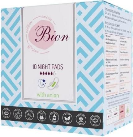 Σερβιέτες Bion Night Pads with Anion με Φτερά 10τμχ
