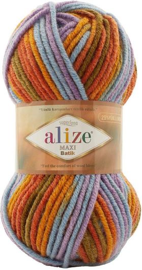 Νήμα Πλεξίματος Alize Superlana Maxi Batik 7794 100gr Πορτοκαλί Γαλάζιο