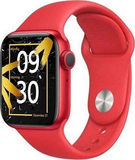 Smartwatch T55+ 44mm Metal Case & Silicone Strap Red