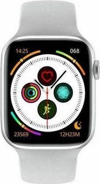 Smartwatch W26 Pro 1.75" Plastic Case Silver & Silicone Strap White