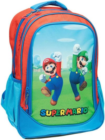Σχολική Τσάντα Πλάτης Δημοτικού Gim Super Mario Πολύχρωμο