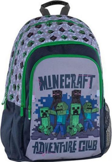Σχολική Τσάντα Πλάτης Δημοτικού Graffiti Minecraft Adventure Club Γκρι