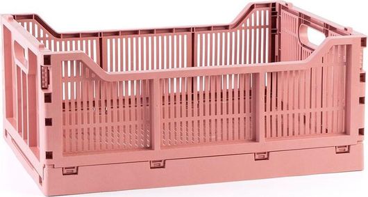 Αναδιπλούμενο Κιβώτιο Enko Plastics Πλαστικό Καλάθι Ροζ για το Σπίτι 17lt 40x30x17cm