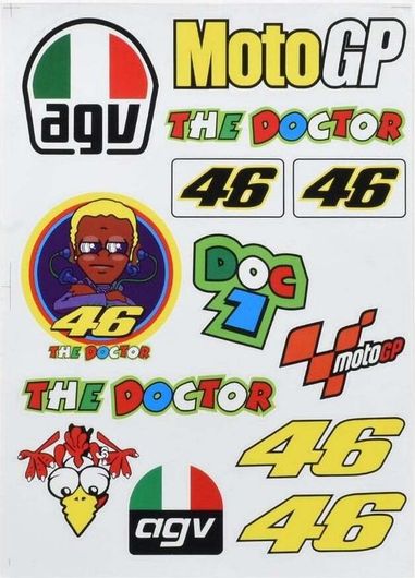 Καρτέλα Αυτοκόλλητα Αδιάβροχα The Doctor 46 motoGP 20x30cm 13τμχ