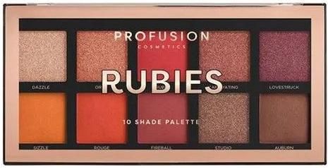 Παλέτα με Σκιές Ματιών Profusion Cosmetics 10 Shade σε Στερεή Μορφή Rubies 16gr