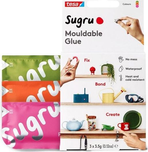 Κόλλα Tesa Αυτοκόλλητο Sugru Mouldable Glue Pink / Orange / Green 3.5gr 3τμχ