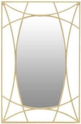 Καθρέπτης Τοίχου Inart με Χρυσό Μεταλλικό Πλαίσιο 90x60cm