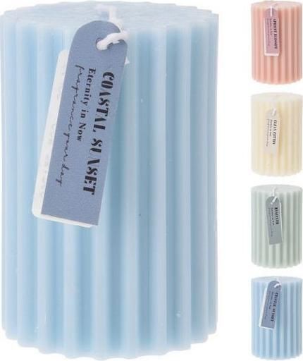 Κερί Ανάγλυφο με Ρίγες Γαλάζιο 7x10cm