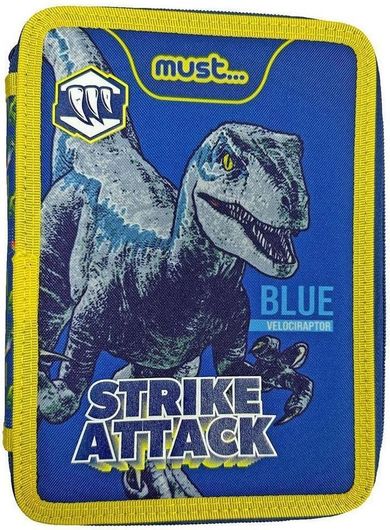 Κασετίνα Διακάκης Jurassic Strike Attack Διπλή Γεμάτη Μπλε