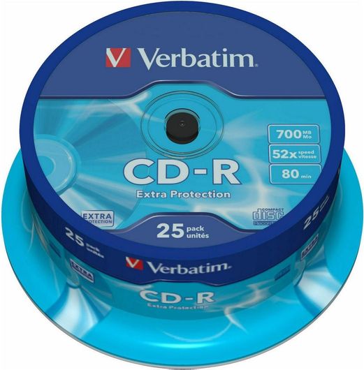 Εγγράψιμα CD-R Verbatim 52x 700MB Cake Box 25τμχ