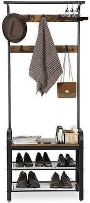 Έπιπλο Εισόδου Songmics Vintage με Κρεμάστρα & Παπουτσοθήκη Μαύρο 72x33.7x183cm