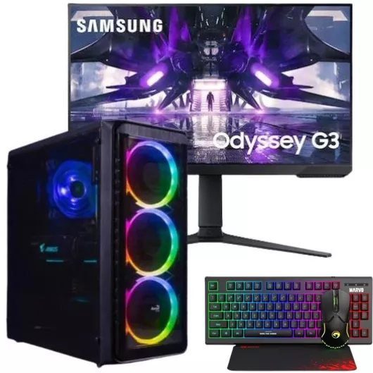 Gaming Desktop PC Vengeance Aero-V8 & Samsung Odyssey G32A VA Gaming Monitor 24″ FHD Ryzen 5-5500 / 16GB DDR4 / 512GB SSD / GeForce RTX 4060 / No OS