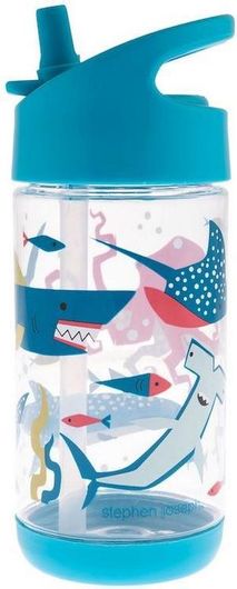 Σχολικό Παγούρι Stephen Joseph Πλαστικό με Καλαμάκι 350ml Sharks Μπλε