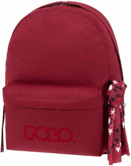 Σχολική Τσάντα Πλάτης Γυμνασίου / Λυκείου Polo 901135-4100 Original Scarf Μπορντό