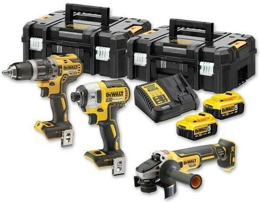Σετ Εργαλείων Μπαταρίας Dewalt Γωνιακός Τροχός & Μπουλονόκλειδο & Σκαπτικό 18V με 2 Μπαταρίες 5Ah & Θήκη