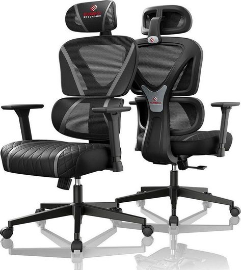 Καρέκλα Gaming Eureka Ergonomic Norn Δερματίνης με Ρυθμιζόμενα Μπράτσα Γκρι