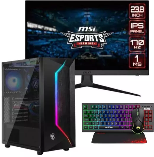 Gaming Desktop PC Vengeance Vampire-V3 Ryzen 5-4500 / 16GB / 512GB SSD / RX 6400 XT 4GB / No OS & Gaming Monitor MSI G2422 IPS 24″ FHD