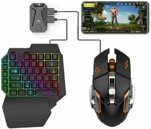 4 in 1 Mobile Game Combo Pack Ασύρματο Gaming KeyPad με διακόπτες & Φωτιζόμενα πλήκτρα & Ποντίκι Αγγλικό US