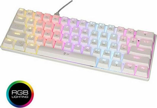 Lamtech Pluto Gaming Μηχανικό Πληκτρολόγιο 60% με Outemu Blue διακόπτες & Φωτιζόμενα πλήκτρα Αγγλικό USΛευκό