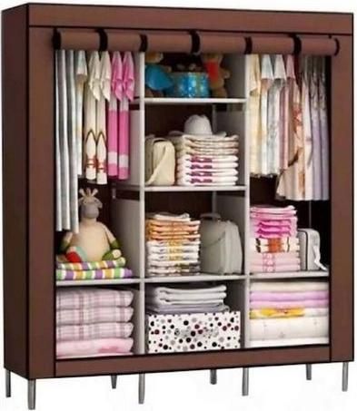 Υφασμάτινη Ντουλάπα με Ράφια Καφέ 130x45x175cm