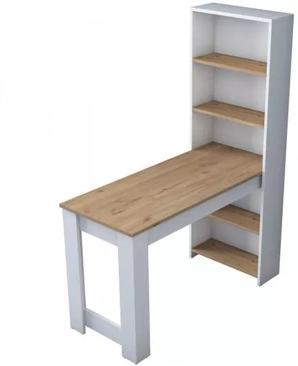 Γραφείο με Βιβλιοθήκη Classe Ξύλινο 120x53x153cm Λευκό / Καρυδί