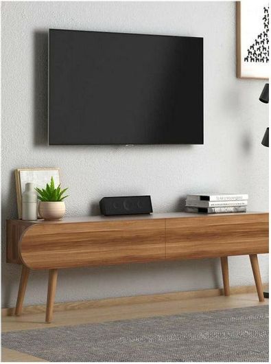 Έπιπλο Τηλεόρασης Megapap Ξύλινο Lotus Καρυδί Μ120xΠ30xΥ40cm Καφέ