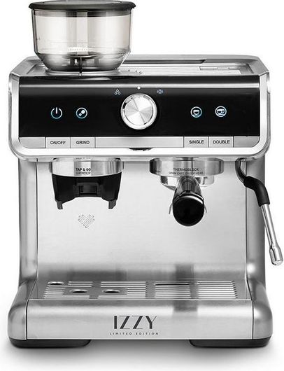 Izzy IZ-6007 Αυτόματη Μηχανή Espresso 1500W Πίεσης 10bar με Μύλο Άλεσης Ασημί