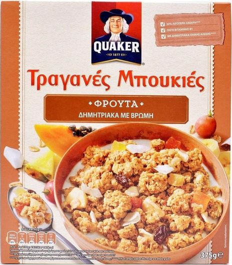 Δημητριακά Quaker Νιφάδες Βρώμης Τραγανές Μπουκιές Φρούτα 450gr