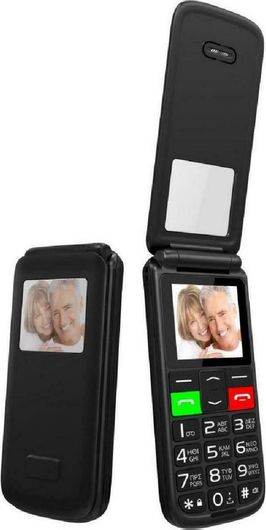 Κινητό Απλής Χρήσης Powertech Sentry Flip Dual SIM με Μεγάλα Κουμπιά Μαύρο