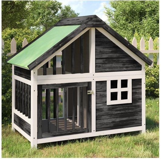 Σπιτάκι Σκύλου vidaXL Ξύλινο Εξωτερικού Χώρου 96x60.5x87cm Γκρι