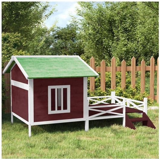 Σπιτάκι Σκύλου vidaXL Ξύλινο Εξωτερικού Χώρου Πράσινο 159x120x88.5cm