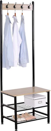 Έπιπλο Εισόδου Click με Κρεμάστρα & Παπουτσοθήκη Μαύρο / Φυσικό 60x40x175cm