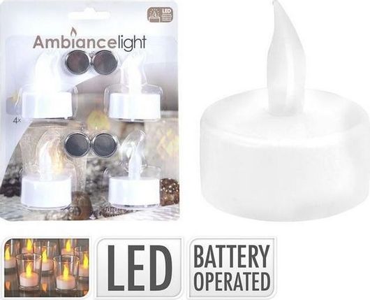 Χριστουγγενιάτικα Κεριά Ρεσώ Led Σετ 4τμχ Λευκό