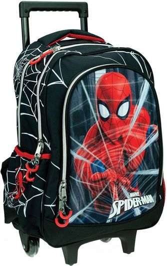 Σχολική Τσάντα Τρόλεϊ Δημοτικού Gim Spiderman Black City Μαύρο